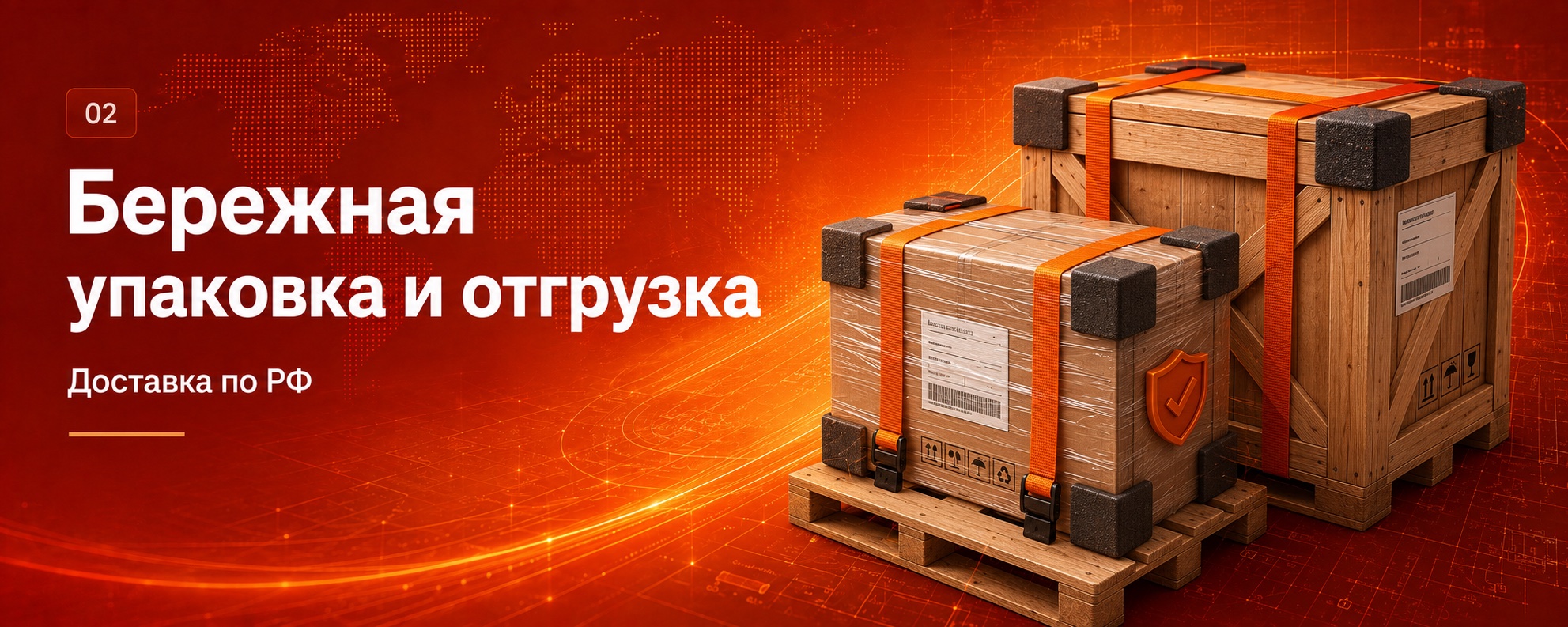 Бережная упаковка и отгрузка: доставка по РФ.